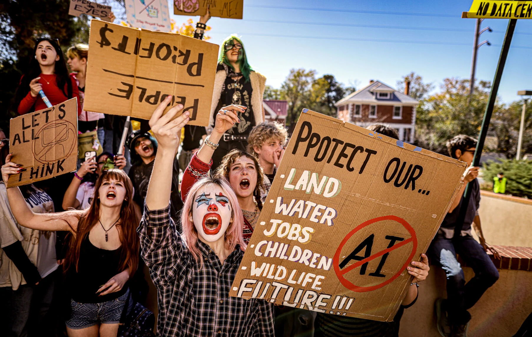 ‘The people say stop’: New Mexico students walk out to protest data centers